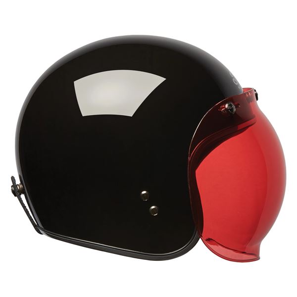 Open Face Retro Helmet Bubble Visor Red