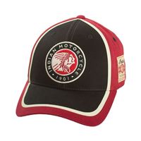 Strapback Circle Patch Hat with Indian Motorcycle® Headdress Logo, Red/Black
