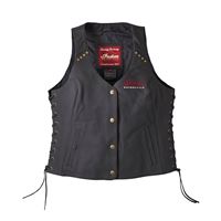 Women's Classic Laced Leather Vest, Black