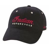 Velcro Closure Embroidered Hat with Indian Motorcycle® Logo, Black