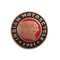 Round Brass Belt Buckle with Indian Motorcycle® Logo, Red/Brown