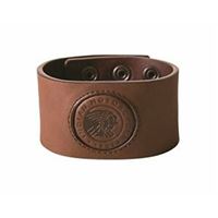 Unisex Leather Snap Cuff with Embossed Logo, Brown