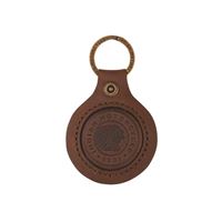 Leather Keychain with Round Embossed Logo, Brown