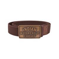 Leather Textile Casual Belt with Print Logo Buckle, Brown