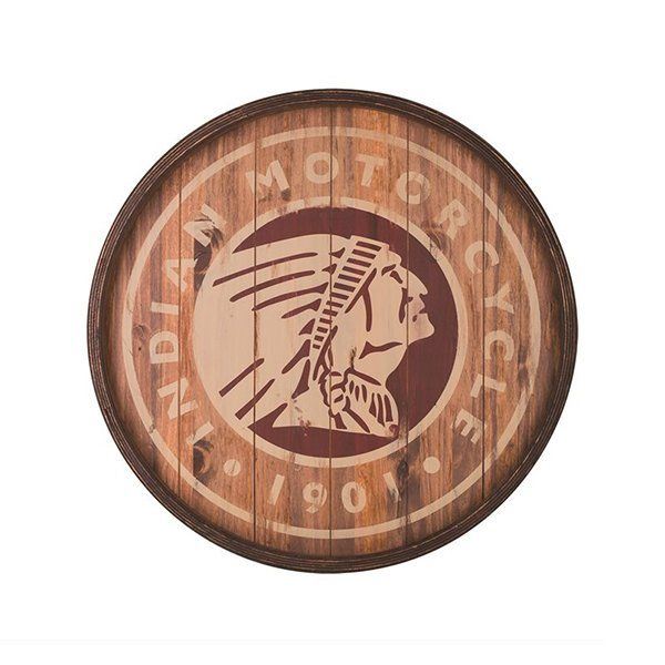 Icon 23.6 in. Circle Barrel Pine Wood Sign