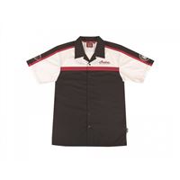 Men's Short-Sleeve Bowling Style Button Down Shirt, Black/White