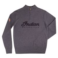 Men's Knit Quarter-Zip Sweater with Embroidered Logo, Gray