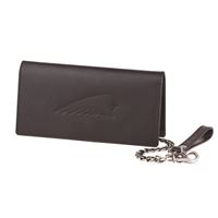 Leather Wallet with Chain and Embossed Logo, Black