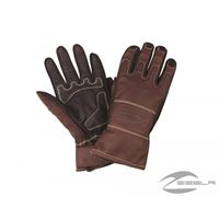 Men's Leather Two-Tone Riding Gloves, Brown
