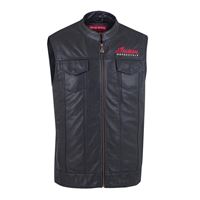 Men's Modern Zip-Up Leather Vest, Black