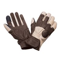 Men's Perforated Leather Benjamin Riding Gloves, Black/White