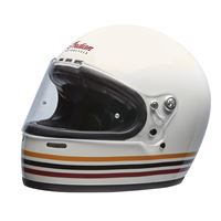 Full Face Retro Helmet with Tri-Colored Racer Stripes, White