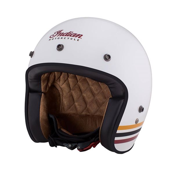 Open Face Retro Helmet with Stripes, White