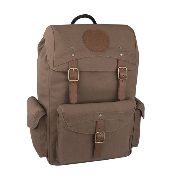 Waxed Cotton Backpack with Leather Trim, Olive