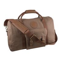 Waxed Cotton Duffel/Overnight Luggage Bag with Leather Trim, Olive