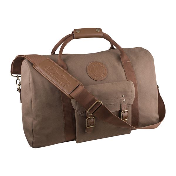 Waxed Cotton Duffel/Overnight Luggage Bag with Leather Trim, Olive