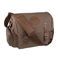 Waxed Cotton Messenger Bag with Leather Trim, Olive