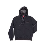 Men's Full-Zip Hoodie Sweatshirt with Checkers, Black/Gray