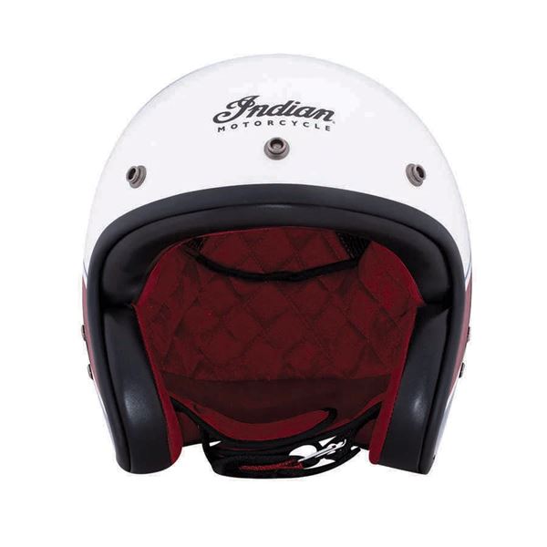 Retro Open Face Helmet with Stripe and Checker, White