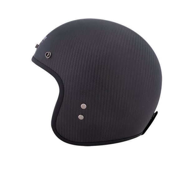 Open Face Carbon Fiber Retro Helmet with Stripes, Black