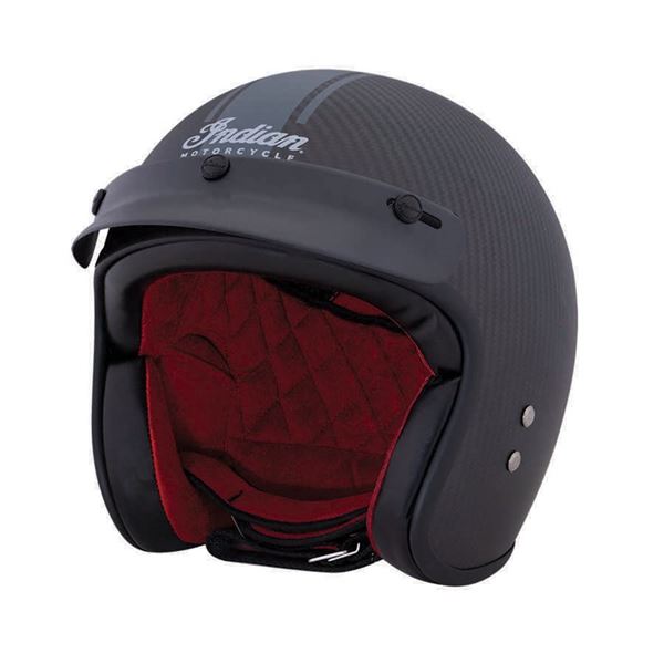 Open Face Carbon Fiber Retro Helmet with Stripes, Black