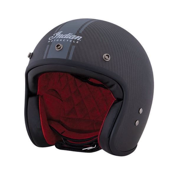 Open Face Carbon Fiber Retro Helmet with Stripes, Black Helma otevřená karbonová