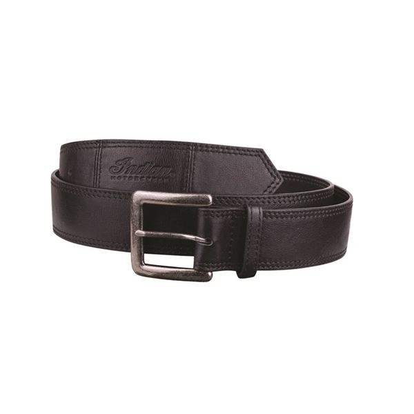 Leather Belt with Embossed Script Logo, Black