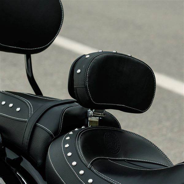 Genuine Leather Rider Backrest Pad - Black w/ Studs