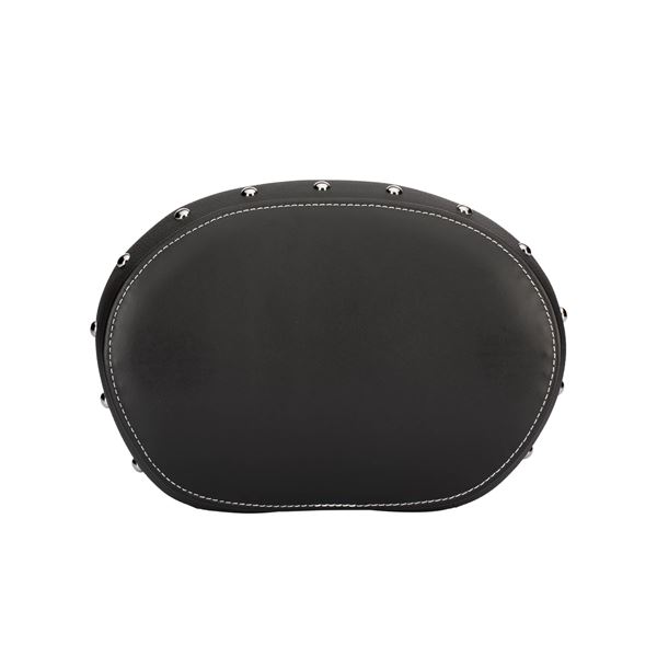 Genuine Leather Passenger Backrest Pad - Black With Studs