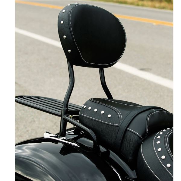 Genuine Leather Passenger Backrest Pad - Black With Studs